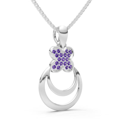Amethyst Four-Leaf Clover Bloom Pendant