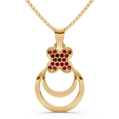 Garnet Four-Leaf Clover Bloom Pendant