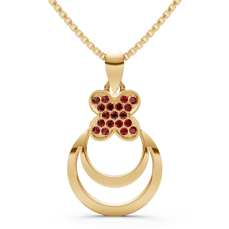 Garnet Four-Leaf Clover Bloom Pendant
