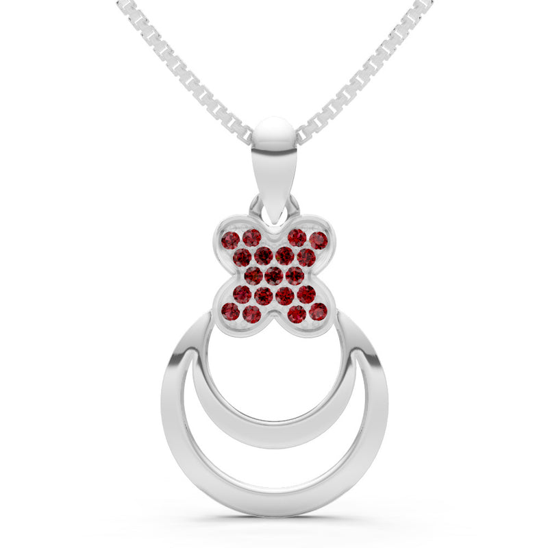 Garnet Four-Leaf Clover Bloom Pendant