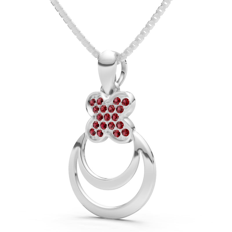 Garnet Four-Leaf Clover Bloom Pendant