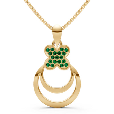 Emerald Four-Leaf Clover Bloom Pendant