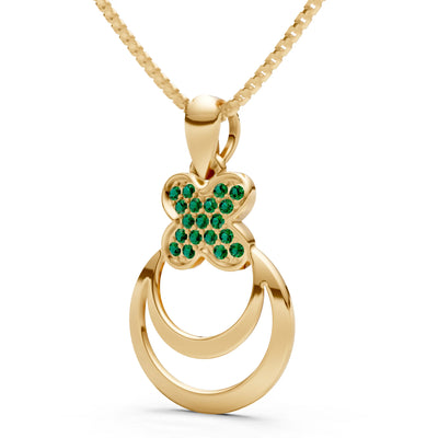 Emerald Four-Leaf Clover Bloom Pendant