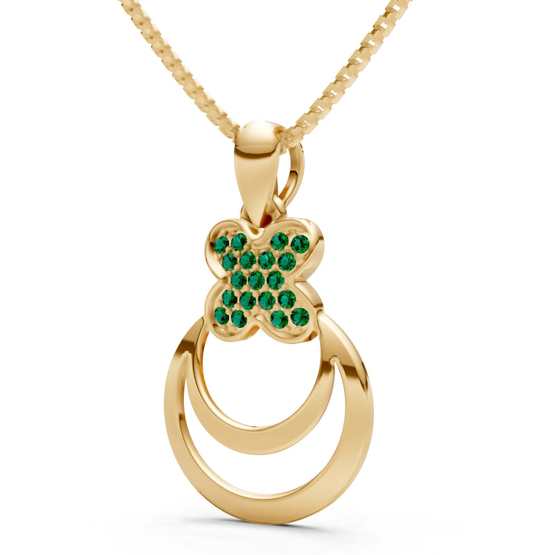 Emerald Four-Leaf Clover Bloom Pendant