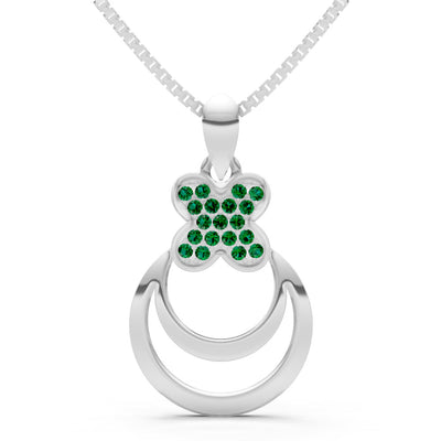 Emerald Four-Leaf Clover Bloom Pendant