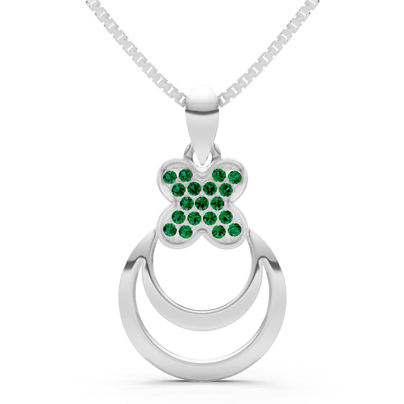 Emerald Four-Leaf Clover Bloom Pendant