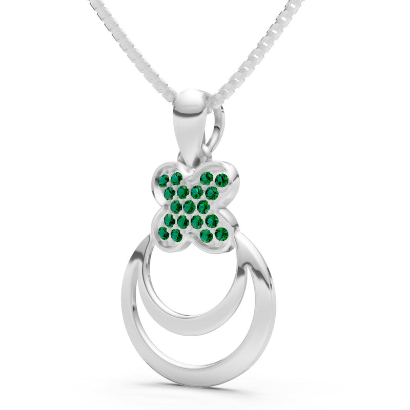 Emerald Four-Leaf Clover Bloom Pendant