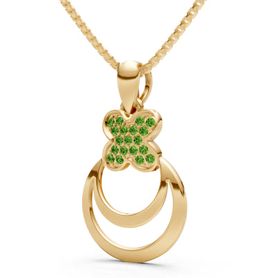 Peridot Four-Leaf Clover Bloom Pendant