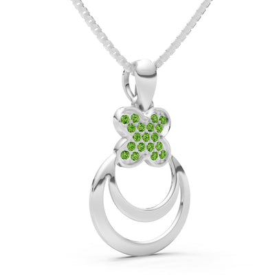 Peridot Four-Leaf Clover Bloom Pendant