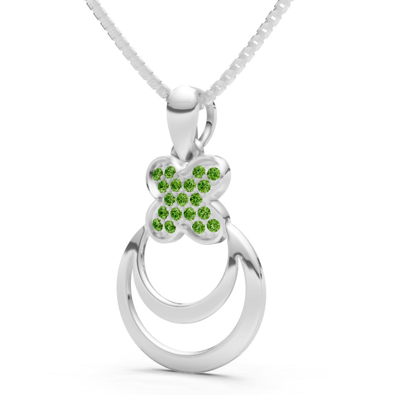 Peridot Four-Leaf Clover Bloom Pendant