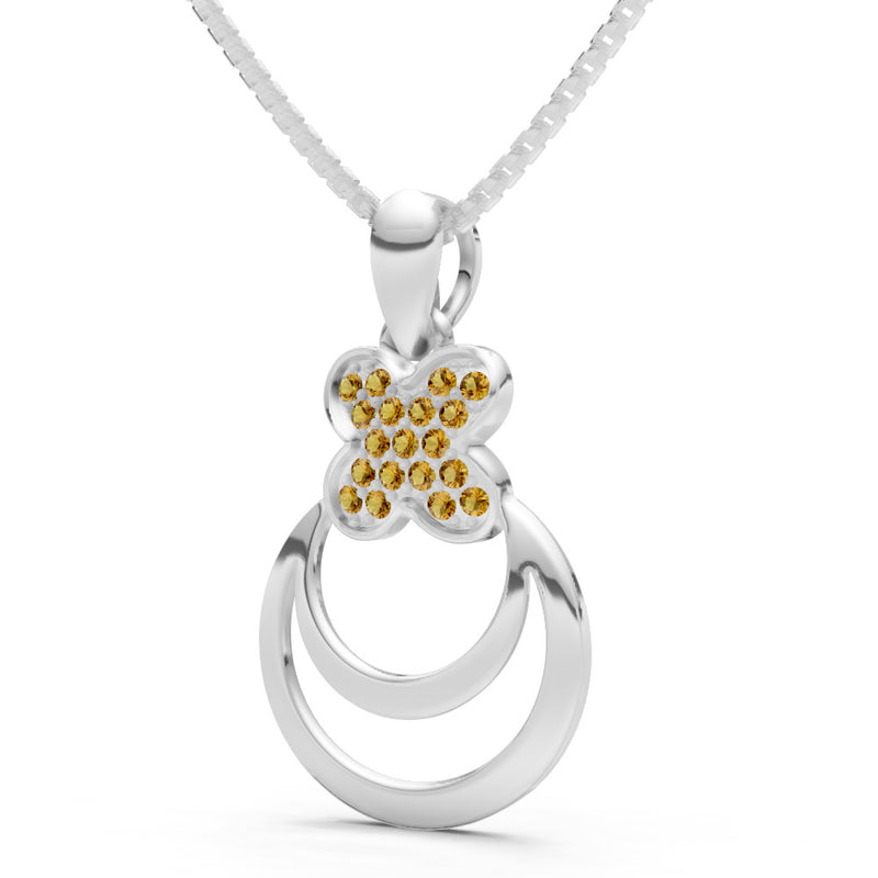 Citrine Four-Leaf Clover Bloom Pendant