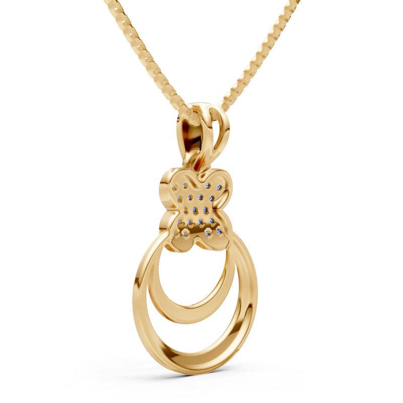 Swiss Blue Topaz Four-Leaf Clover Bloom Pendant