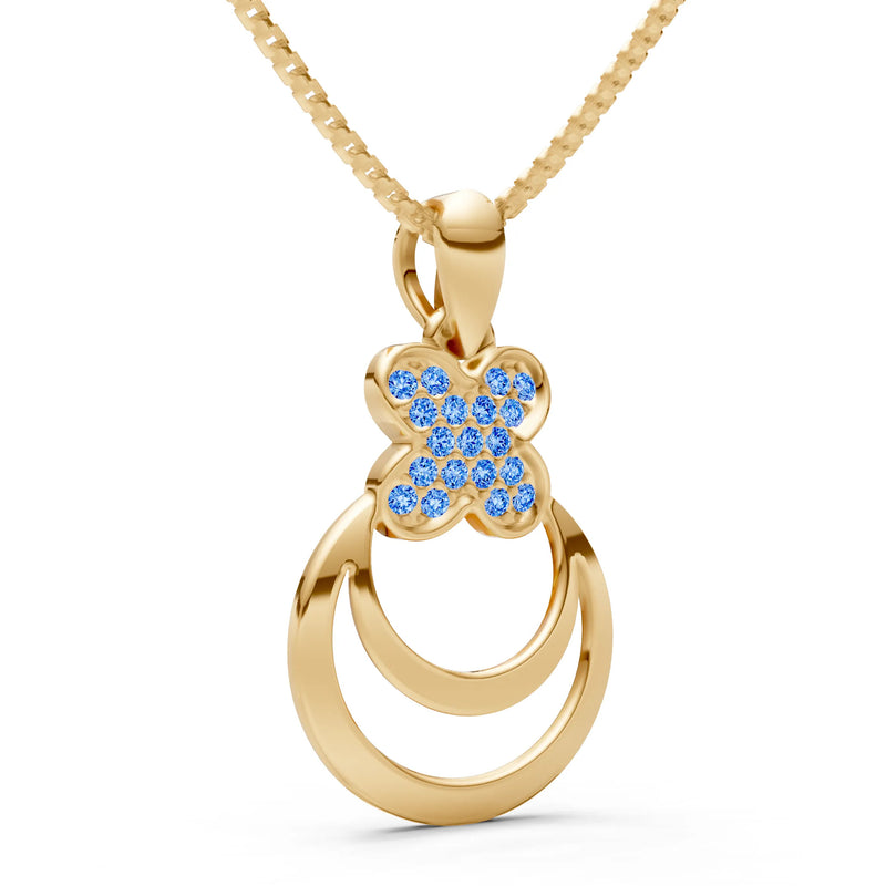 Swiss Blue Topaz Four-Leaf Clover Bloom Pendant