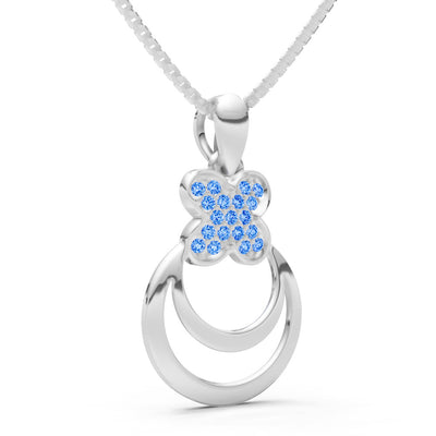 Swiss Blue Topaz Four-Leaf Clover Bloom Pendant