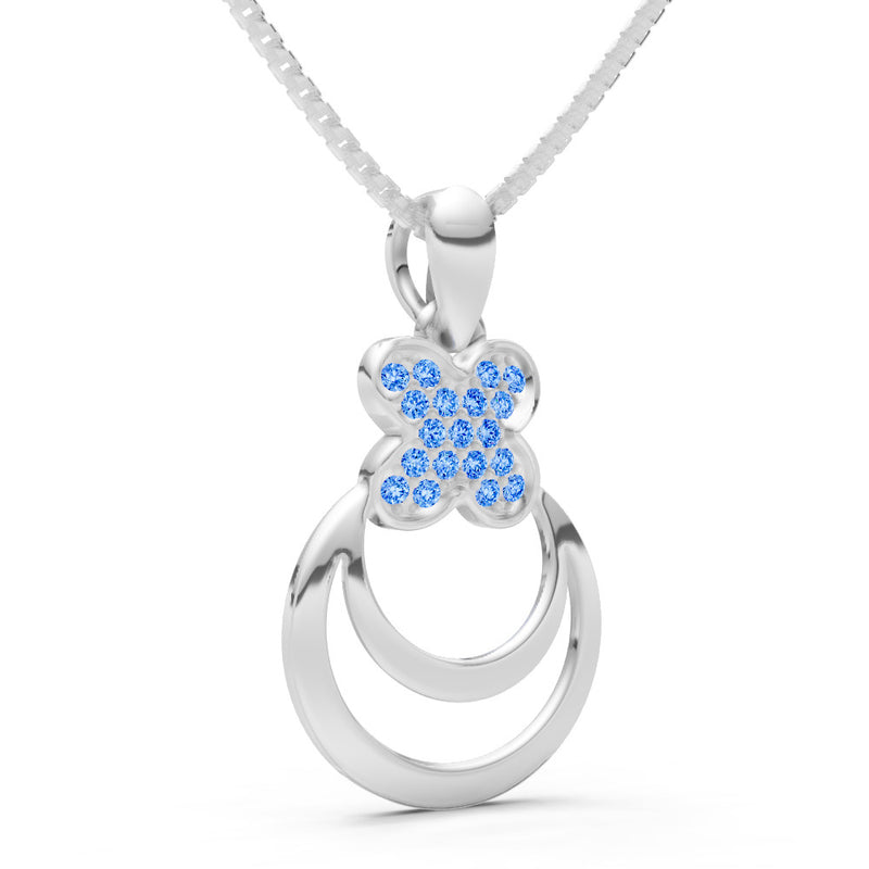 Swiss Blue Topaz Four-Leaf Clover Bloom Pendant