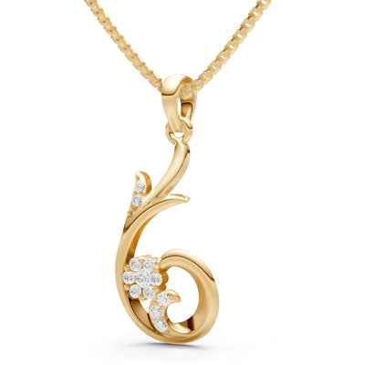 Diamond Floral Gemstone Swirl Pendant