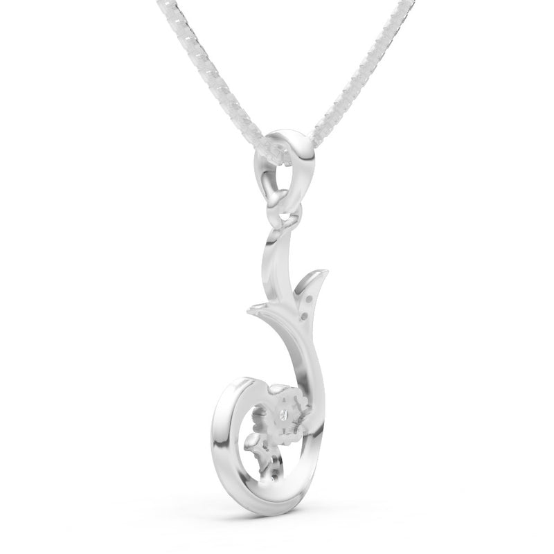 Diamond Floral Gemstone Swirl Pendant