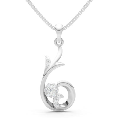 Diamond Floral Gemstone Swirl Pendant