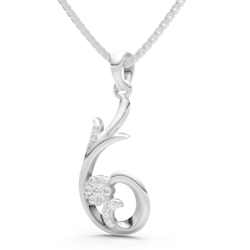 Diamond Floral Gemstone Swirl Pendant