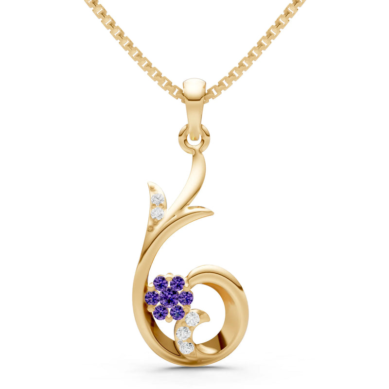 Amethyst Floral Gemstone Swirl Pendant