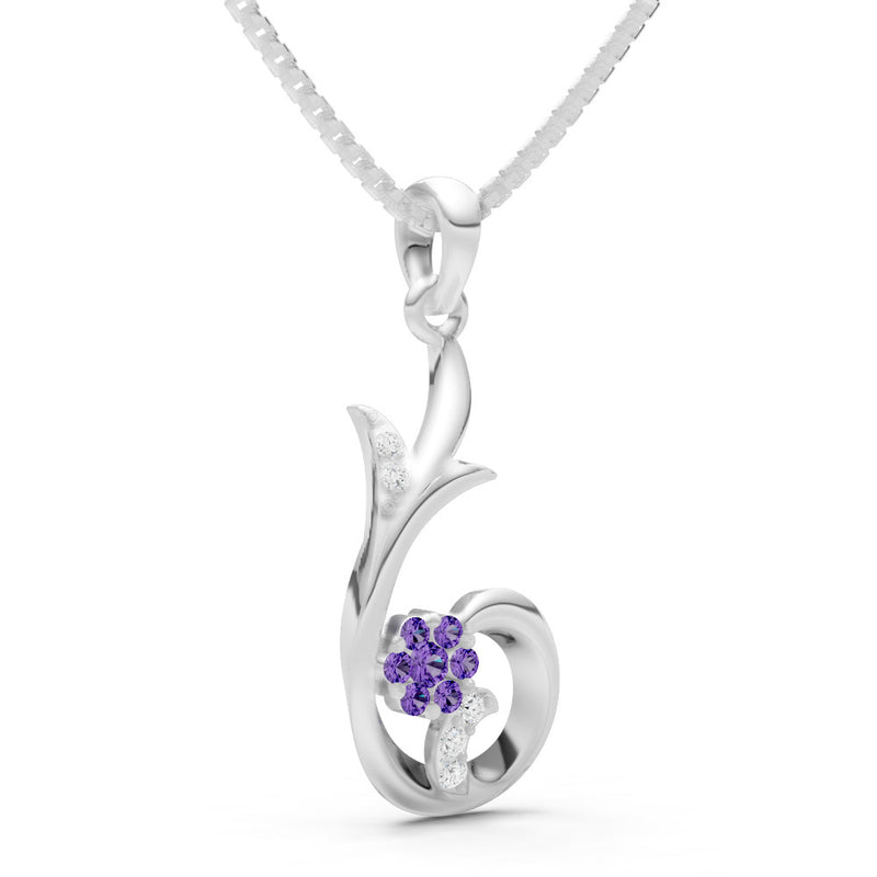 Floral Gemstone Swirl Pendant