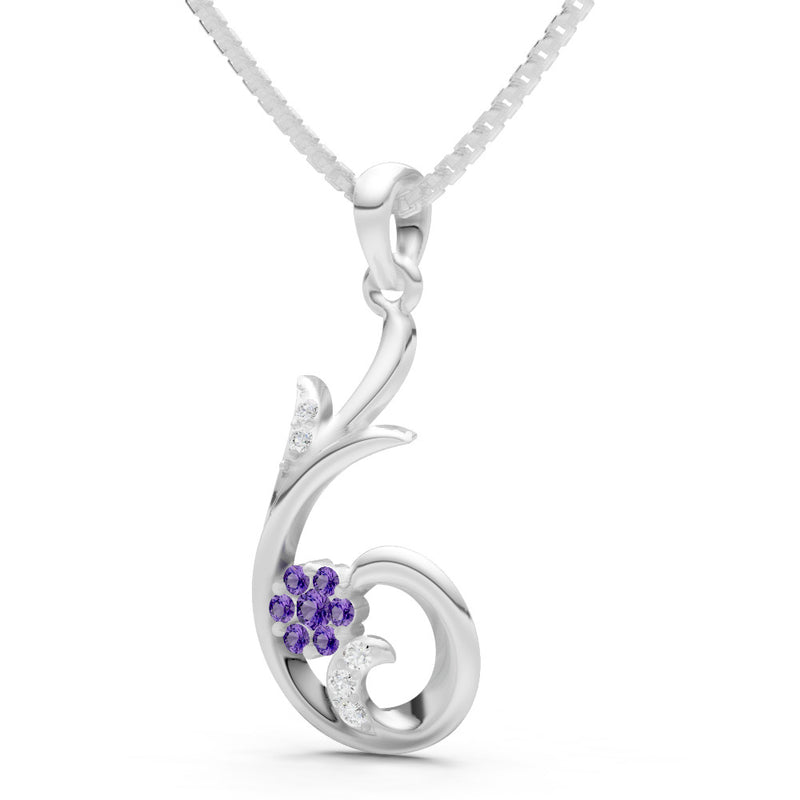Amethyst Floral Gemstone Swirl Pendant