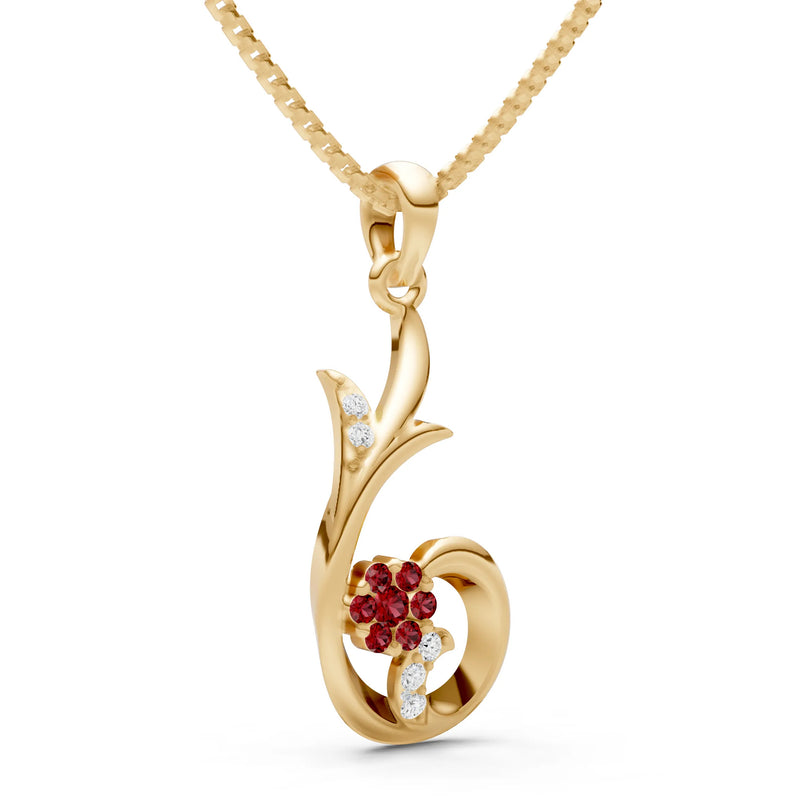 Floral Gemstone Swirl Pendant