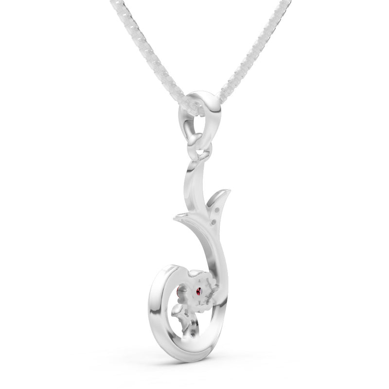 Garnet Floral Gemstone Swirl Pendant
