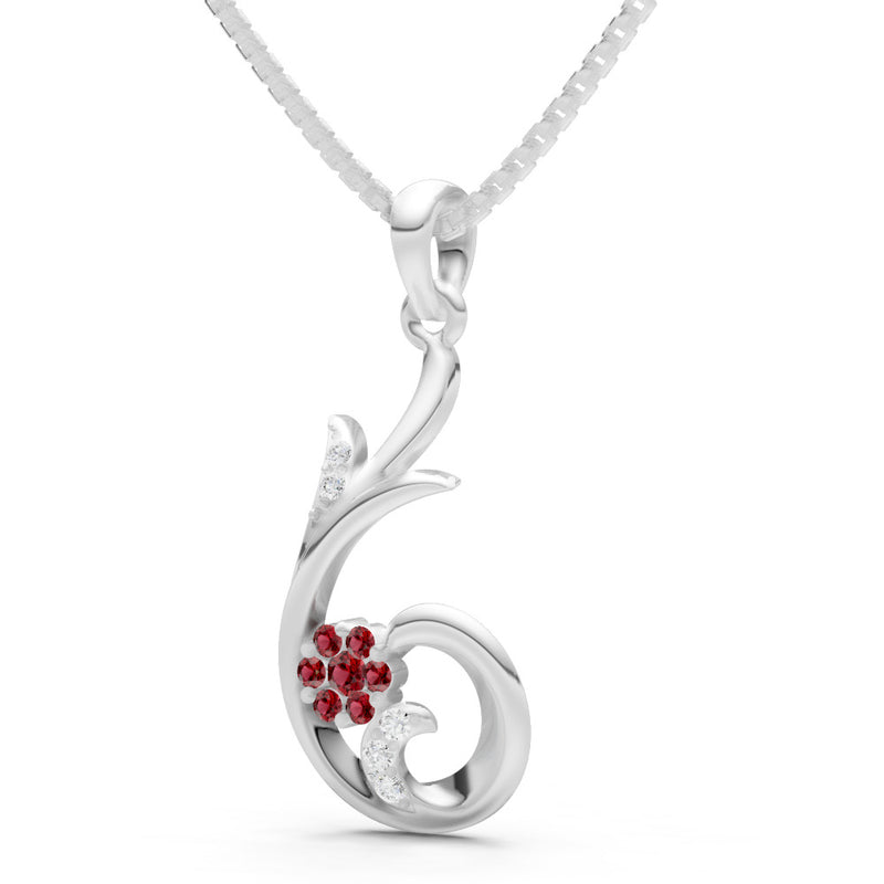 Garnet Floral Gemstone Swirl Pendant