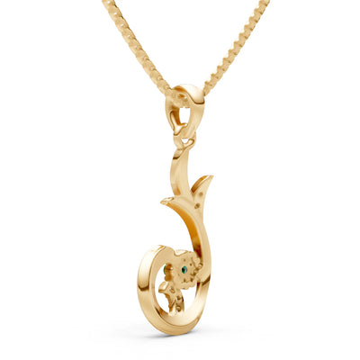 Emerald Floral Gemstone Swirl Pendant