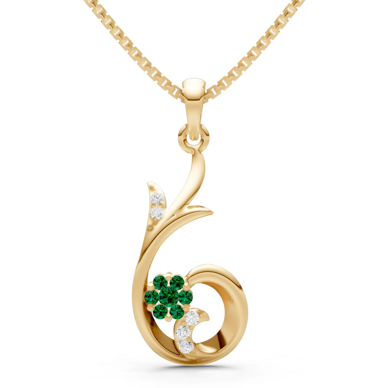 Emerald Floral Gemstone Swirl Pendant
