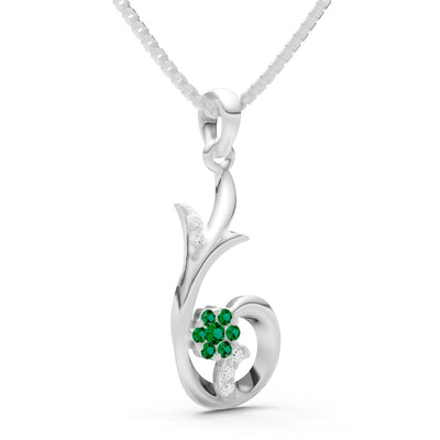 Floral Gemstone Swirl Pendant