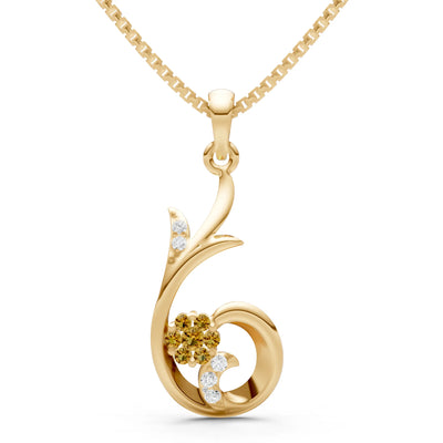 Floral Gemstone Swirl Pendant