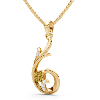 Floral Gemstone Swirl Pendant