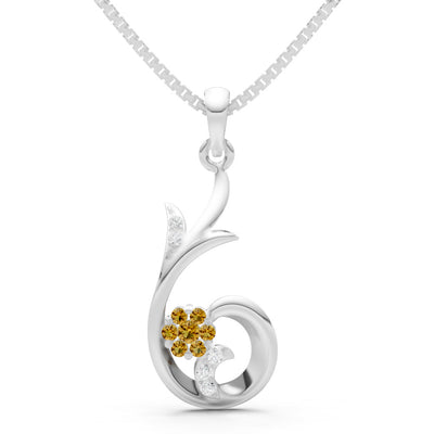 Floral Gemstone Swirl Pendant