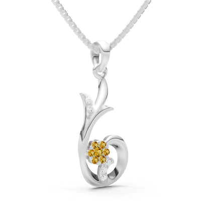 Citrine Floral Gemstone Swirl Pendant