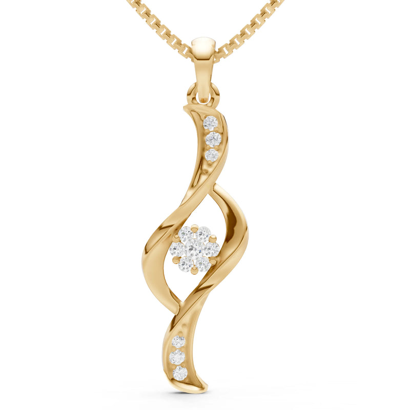 Twist Floral Pendant with Diamond Accents