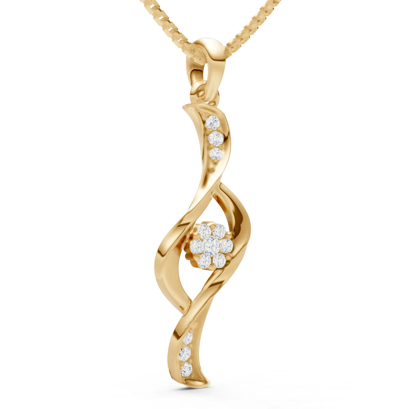 Diamond Twist Floral Pendant with Diamond Accents