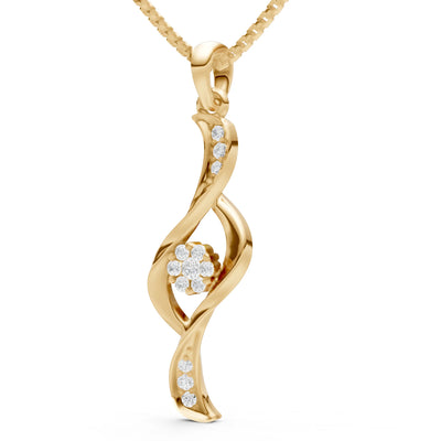 Diamond Twist Floral Pendant with Diamond Accents
