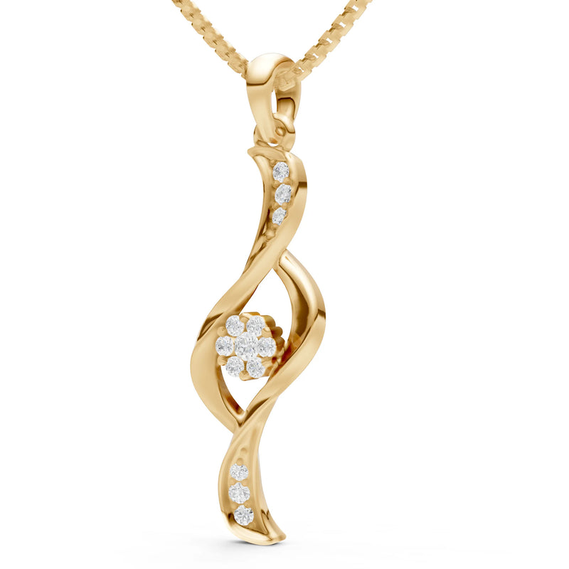 Diamond Twist Floral Pendant with Diamond Accents