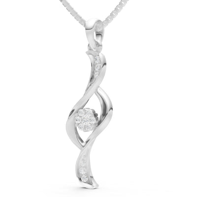 Twist Floral Pendant with Diamond Accents