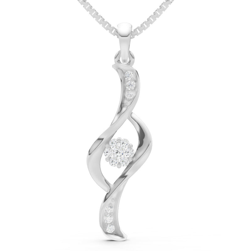 Diamond Twist Floral Pendant with Diamond Accents