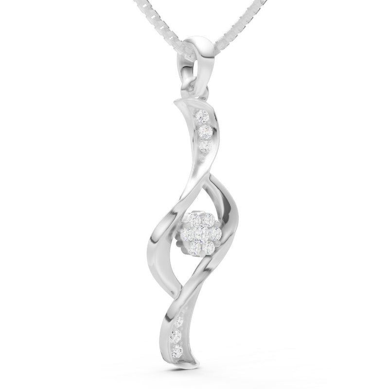 Diamond Twist Floral Pendant with Diamond Accents