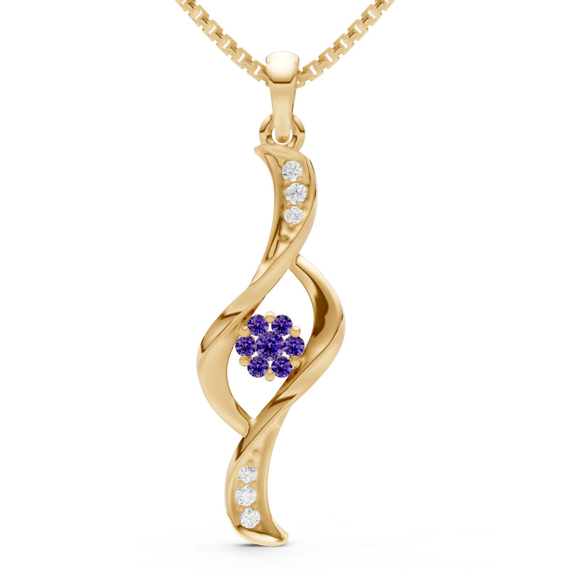 Twist Floral Pendant with Diamond Accents