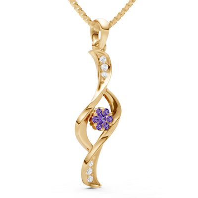 Twist Floral Pendant with Diamond Accents
