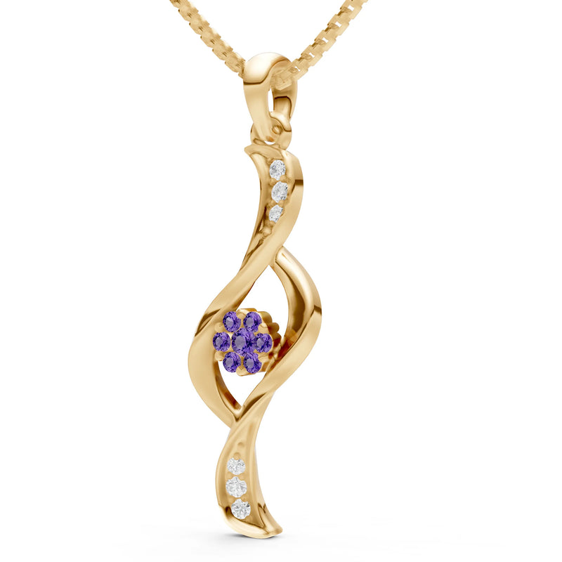 Amethyst Twist Floral Pendant with Diamond Accents