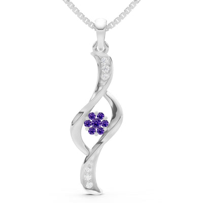 Twist Floral Pendant with Diamond Accents