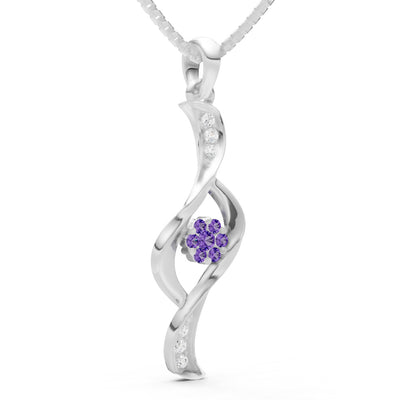 Twist Floral Pendant with Diamond Accents