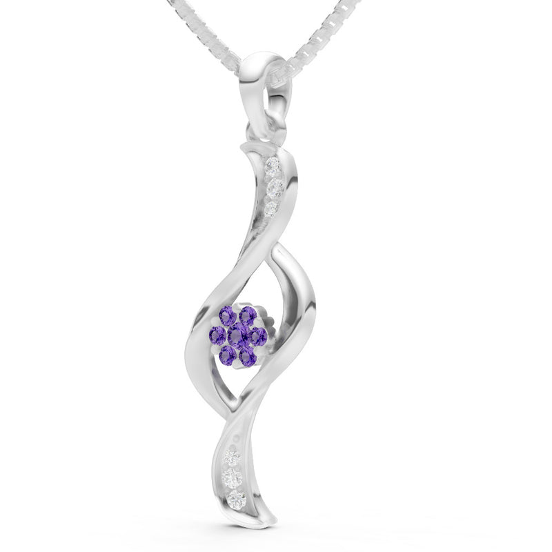 Twist Floral Pendant with Diamond Accents