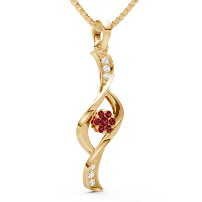 Garnet Twist Floral Pendant with Diamond Accents